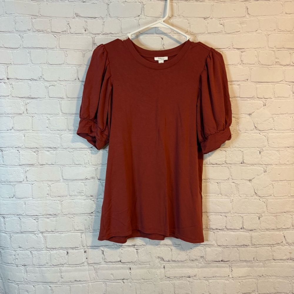 Daily Ritual Women's Rust Blouse Puff Sleeve